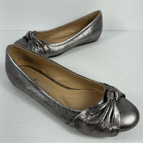 Andrew Geller Womens Philana Ballet Flats Metallic Silver Slip On Casual Comfort - Picture 1 of 8
